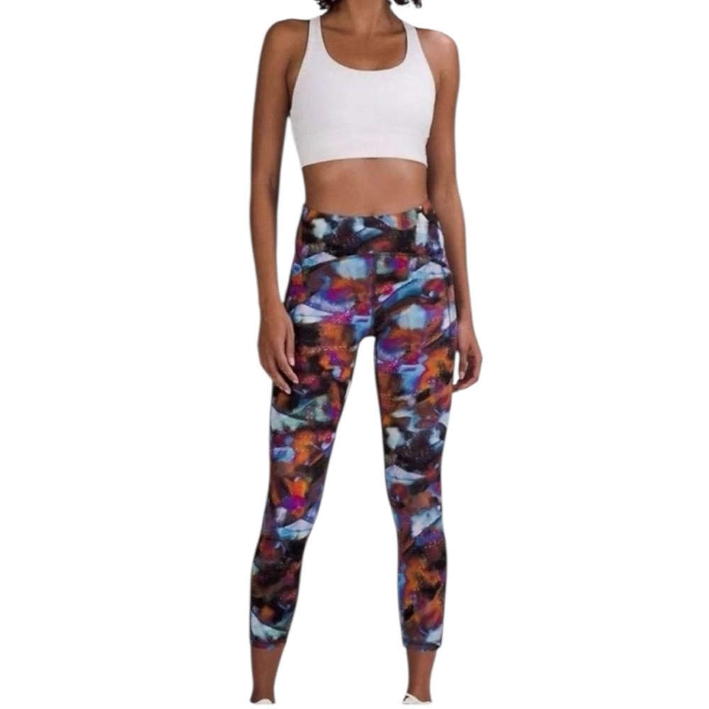 New Lululemon Power Thru HR Tight 25" Hyper Drift Multi size 4